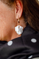 Statement earring, white flower earring, dangle earring, beautiful earring, evening earring